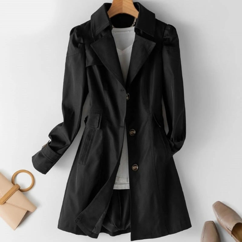 Women's Elegant Button-Front Trench Coat