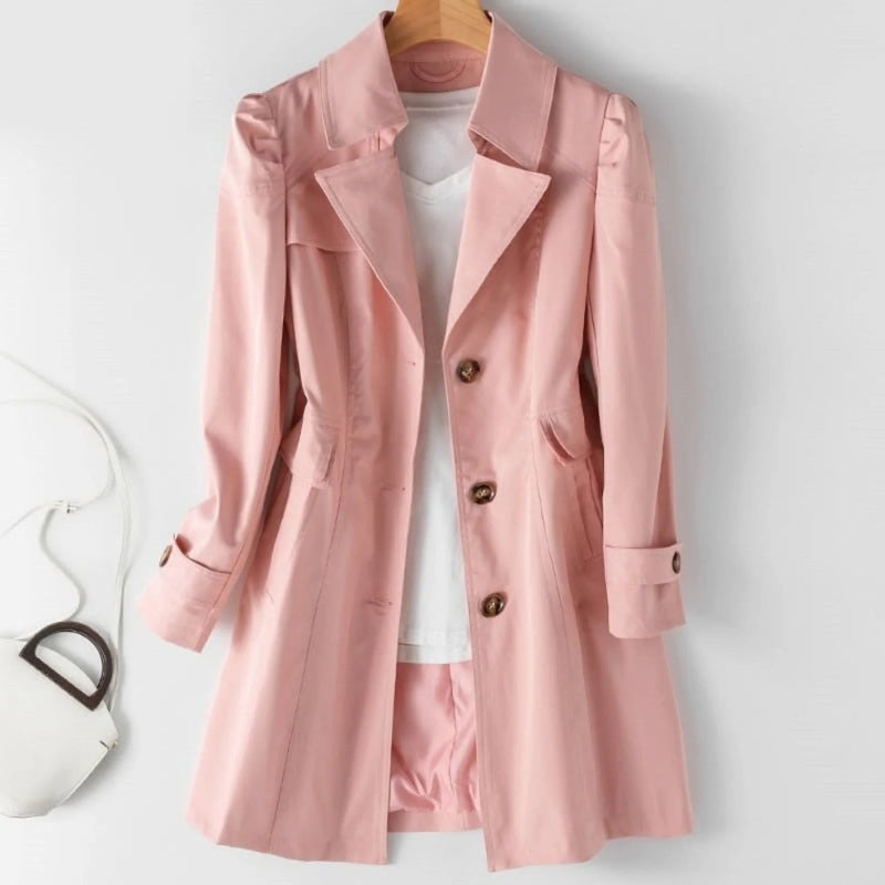 Women's Elegant Button-Front Trench Coat
