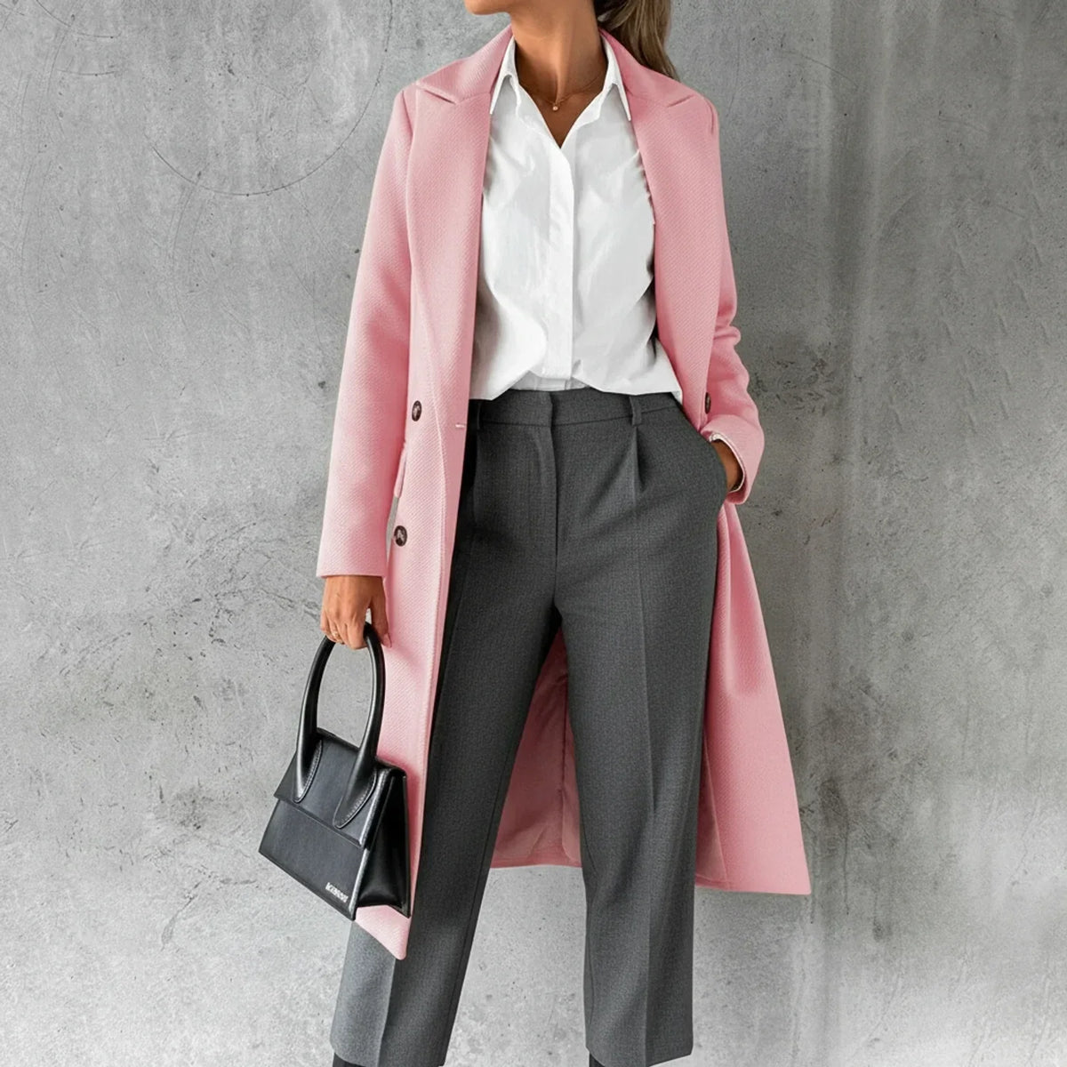 Women's Elegant Double-Breasted Long Winter Coat