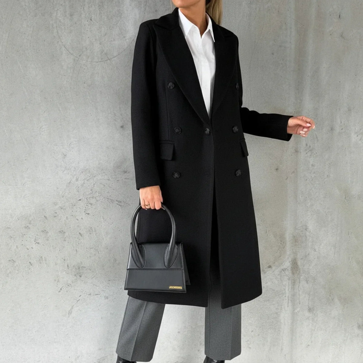 Women's Elegant Double-Breasted Long Winter Coat