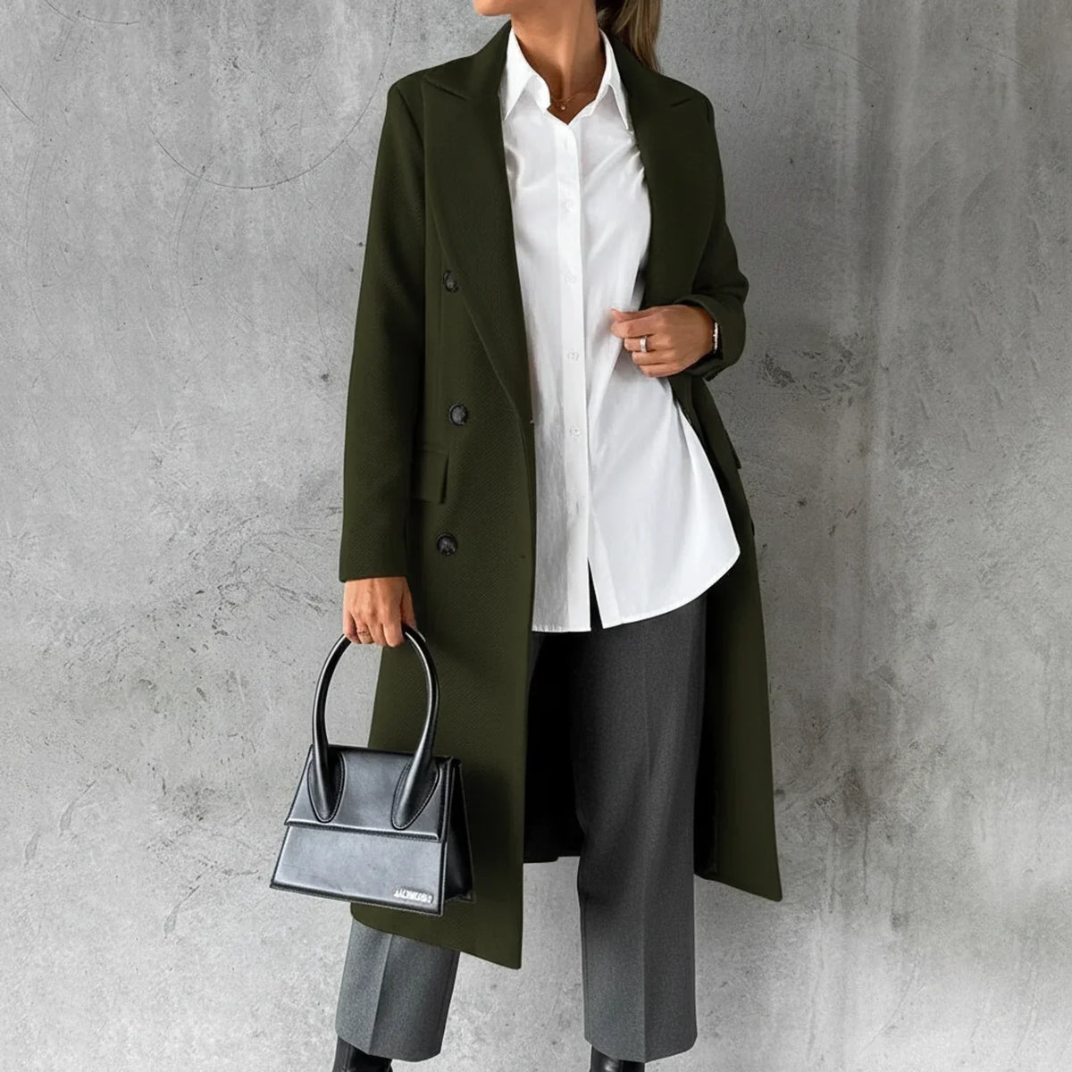 Women's Elegant Double-Breasted Long Winter Coat