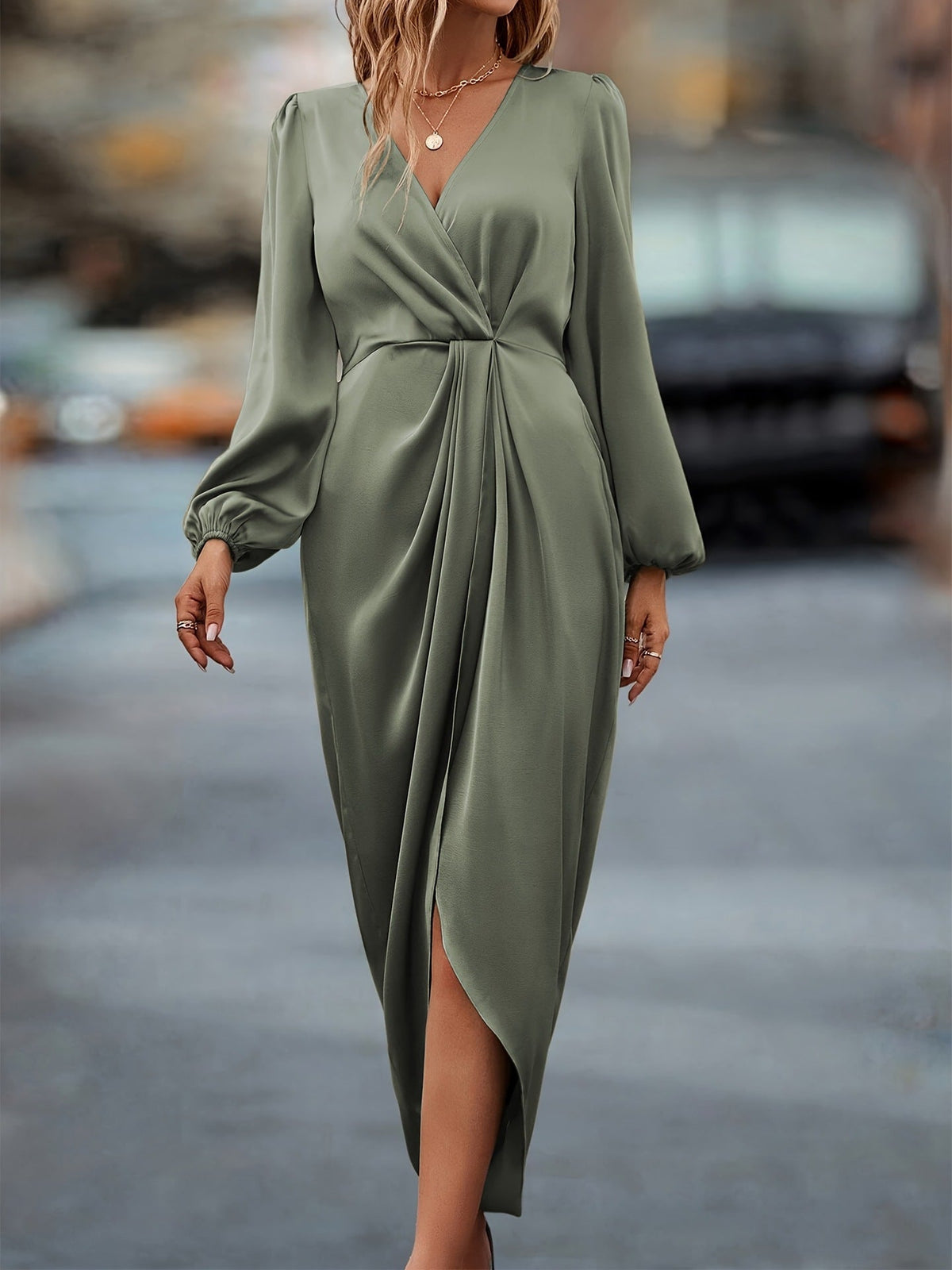 Women's Elegant Midi Wrap Dress