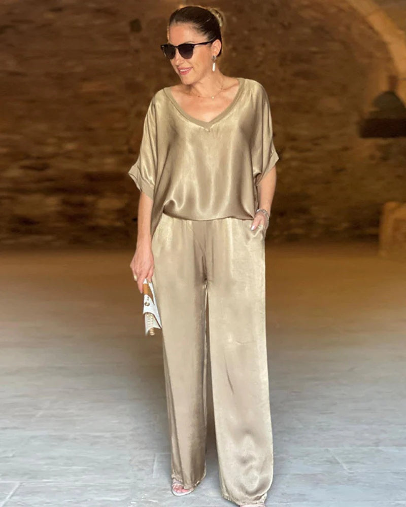 Women's Elegant Two-Piece Top and Pants Set