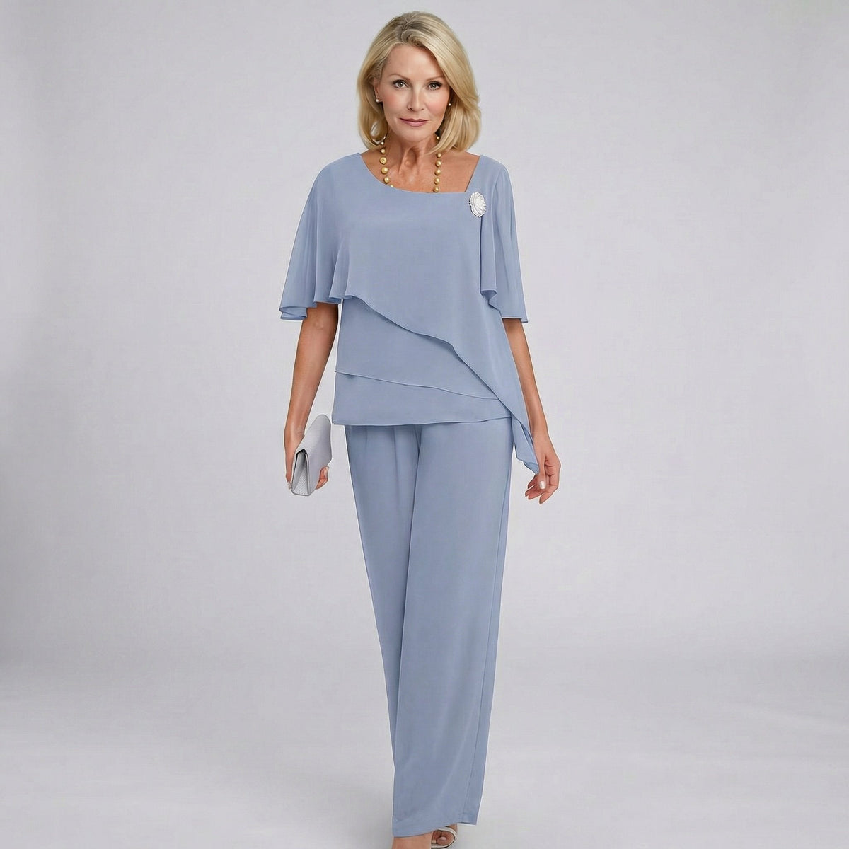 Women's Elegant Wide-Leg Pants Set for Formal Occasions