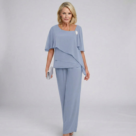 Women's Elegant Wide-Leg Pants Set for Formal Occasions