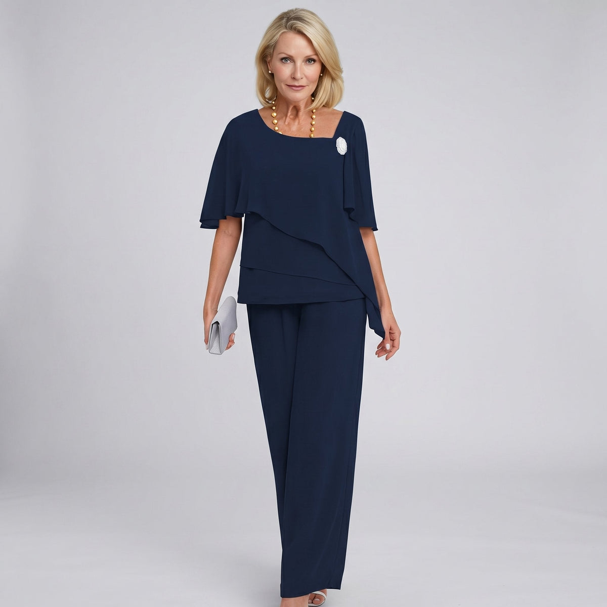 Women's Elegant Wide-Leg Pants Set for Formal Occasions