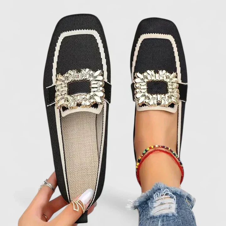 Women's Embellished Square Toe Loafers