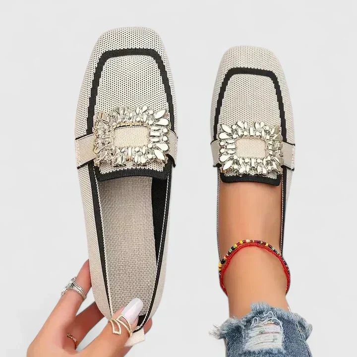 Women's Embellished Square Toe Loafers