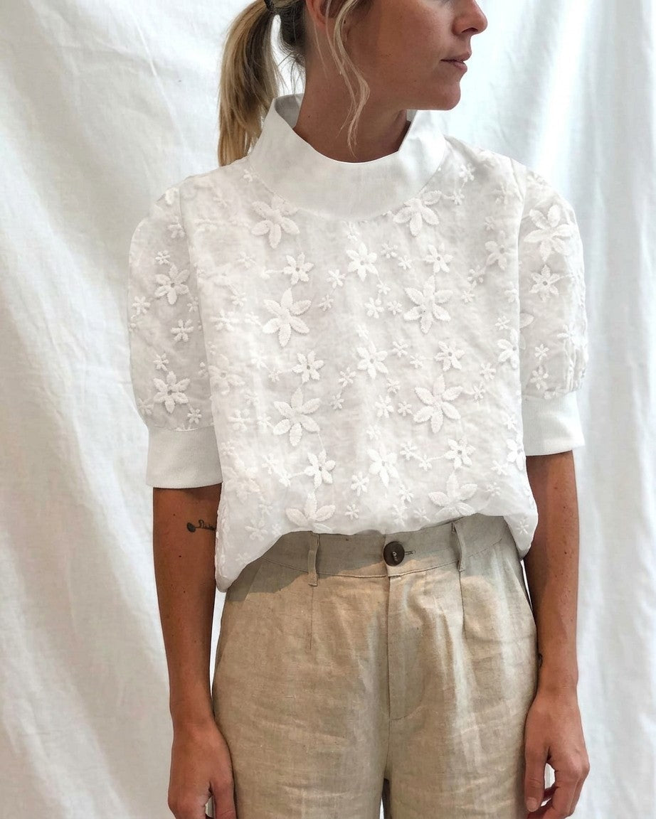 Women's Embroidered Blouson Top