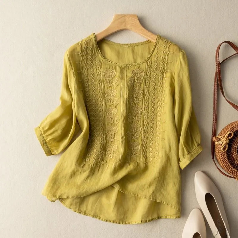 Women's Embroidered Puff Sleeve Blouse
