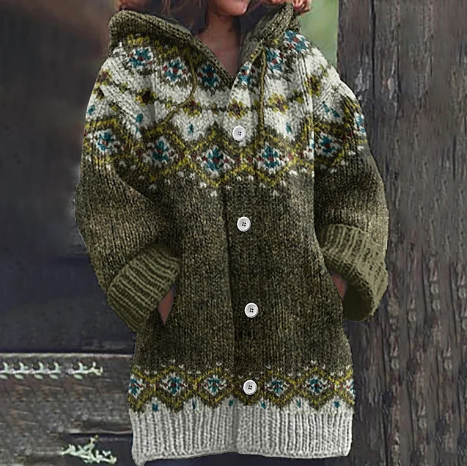 Women's Fair Isle Hooded Cardigan: Timeless Style & Comfort