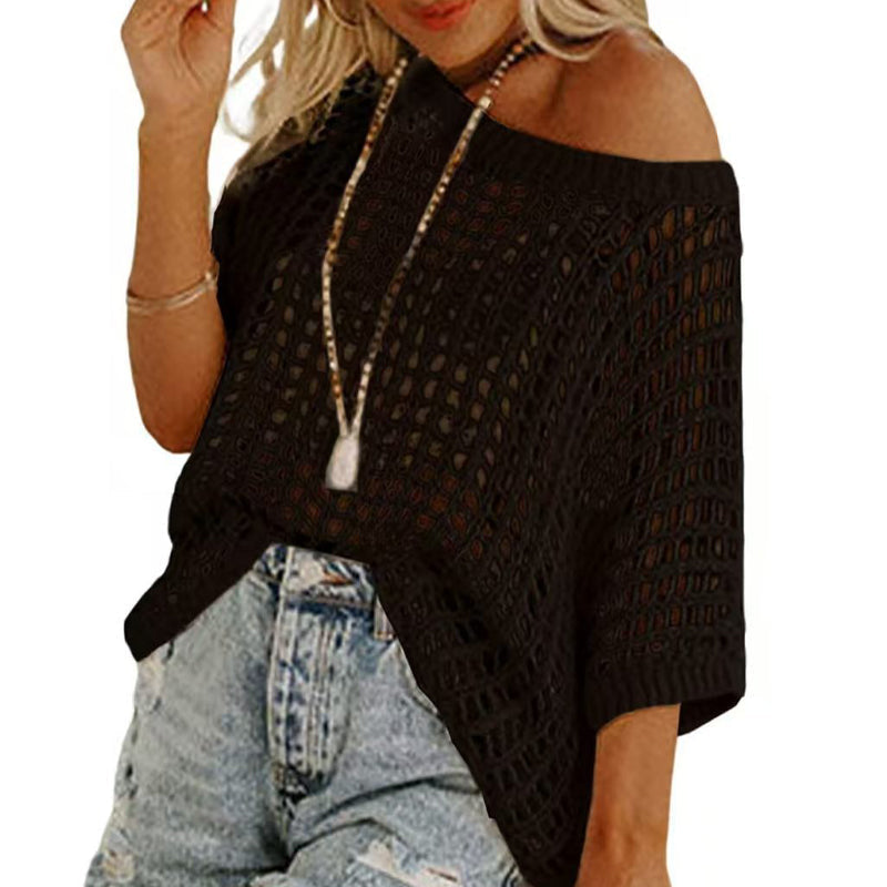 Women's Fishnet Short-Sleeve Top