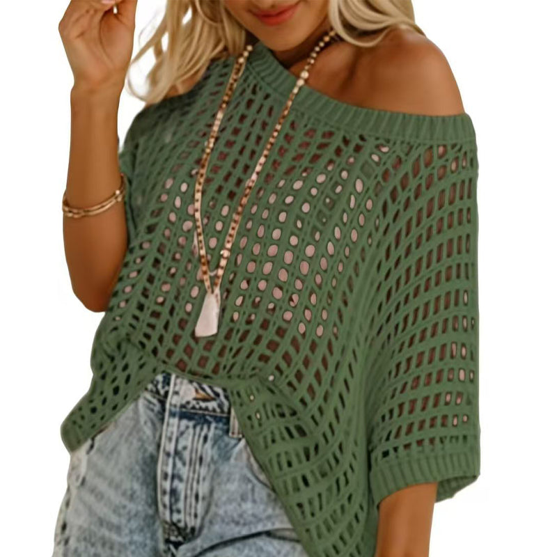 Women's Fishnet Short-Sleeve Top