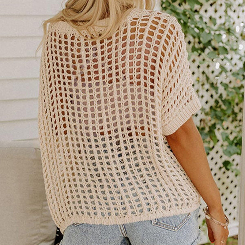 Women's Fishnet Short-Sleeve Top