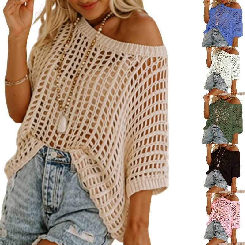 Women's Fishnet Short-Sleeve Top