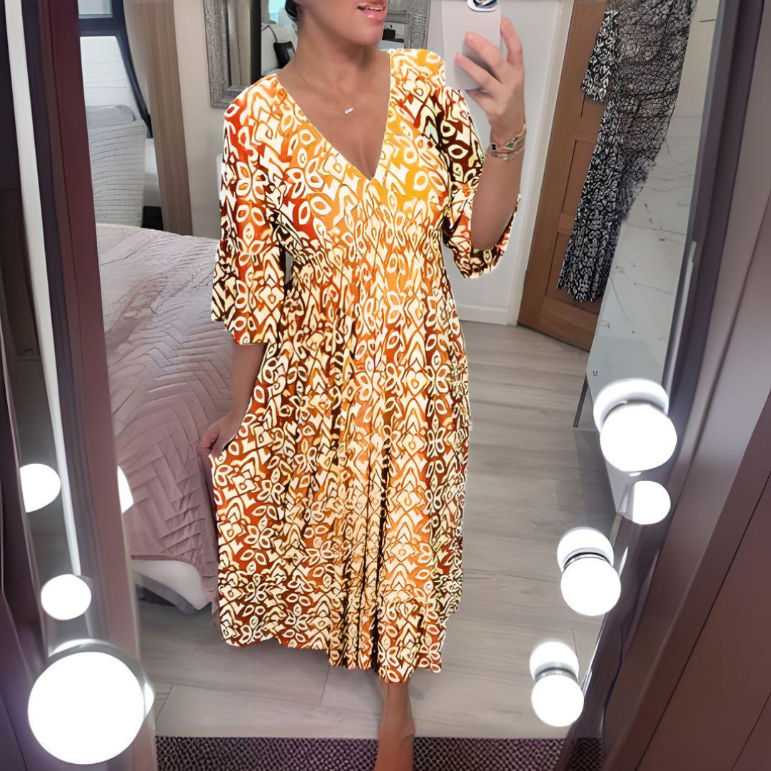 Women's Flared Boho Print Dress