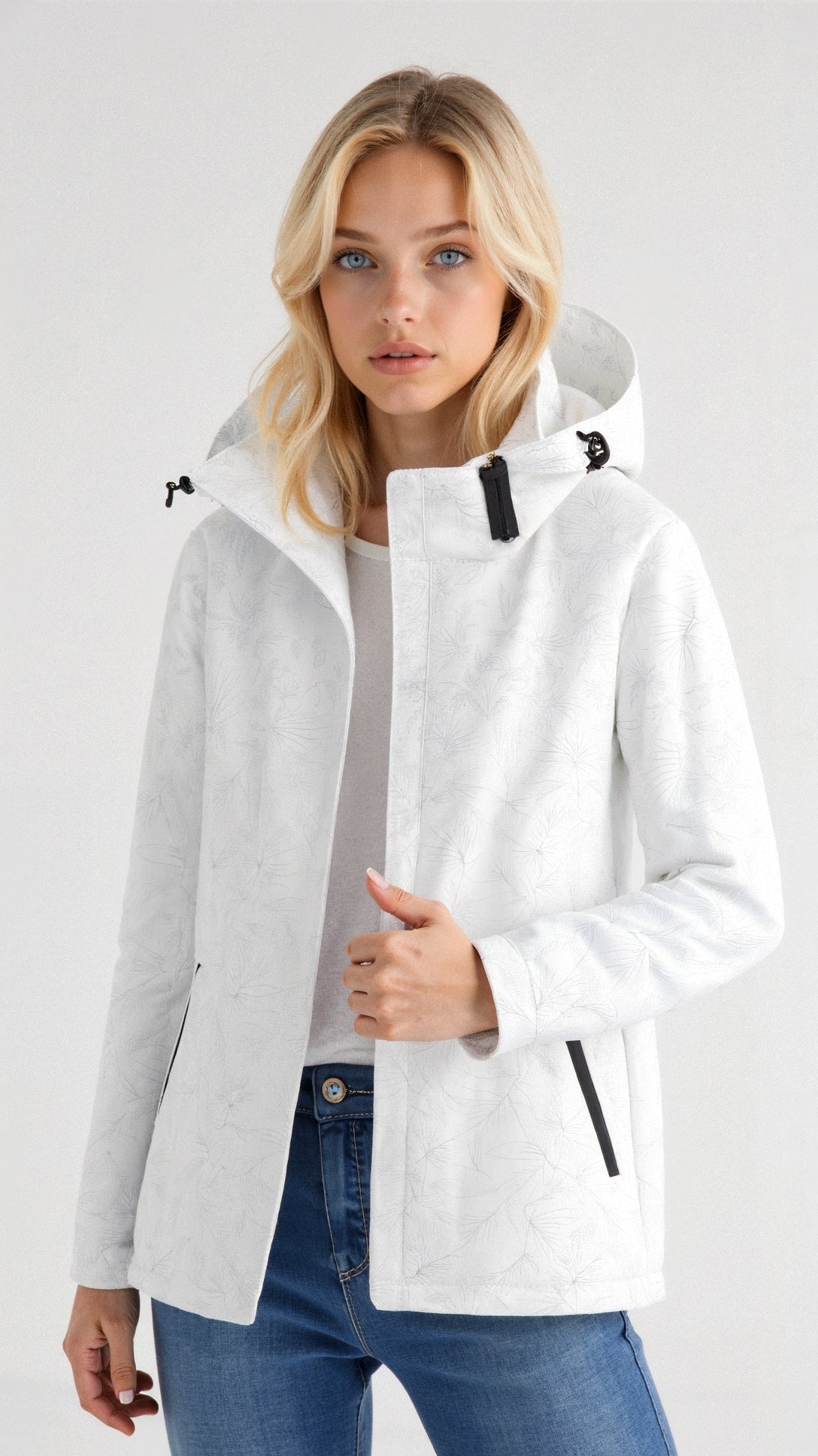 Women's Floral Zip-Up Hooded Jacket