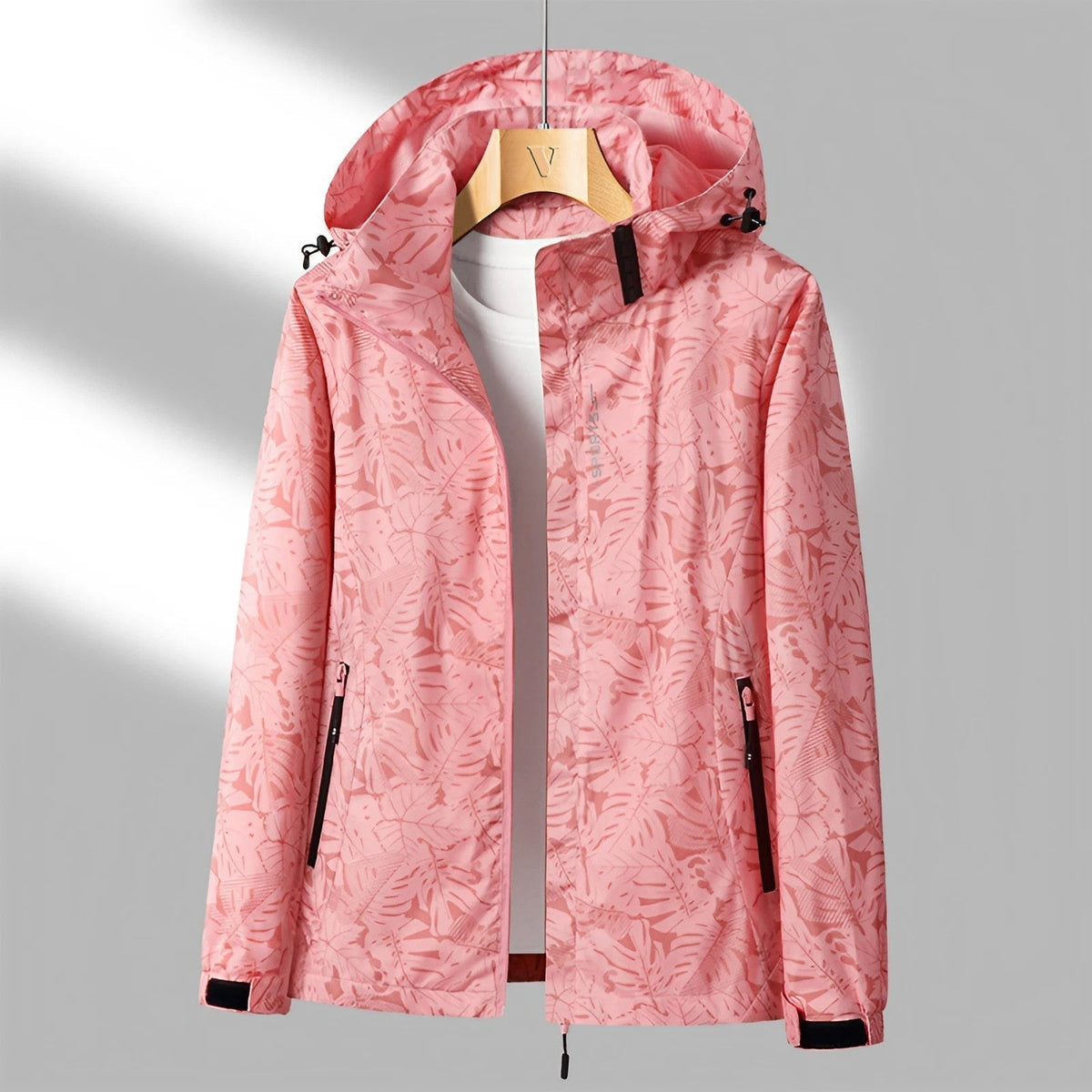 Women's Floral Zip-Up Hooded Jacket