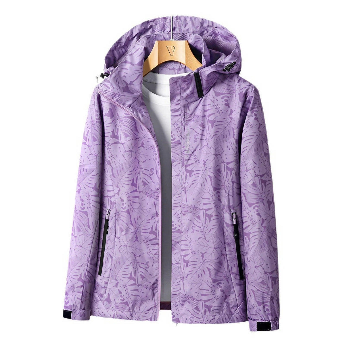 Women's Floral Zip-Up Hooded Jacket