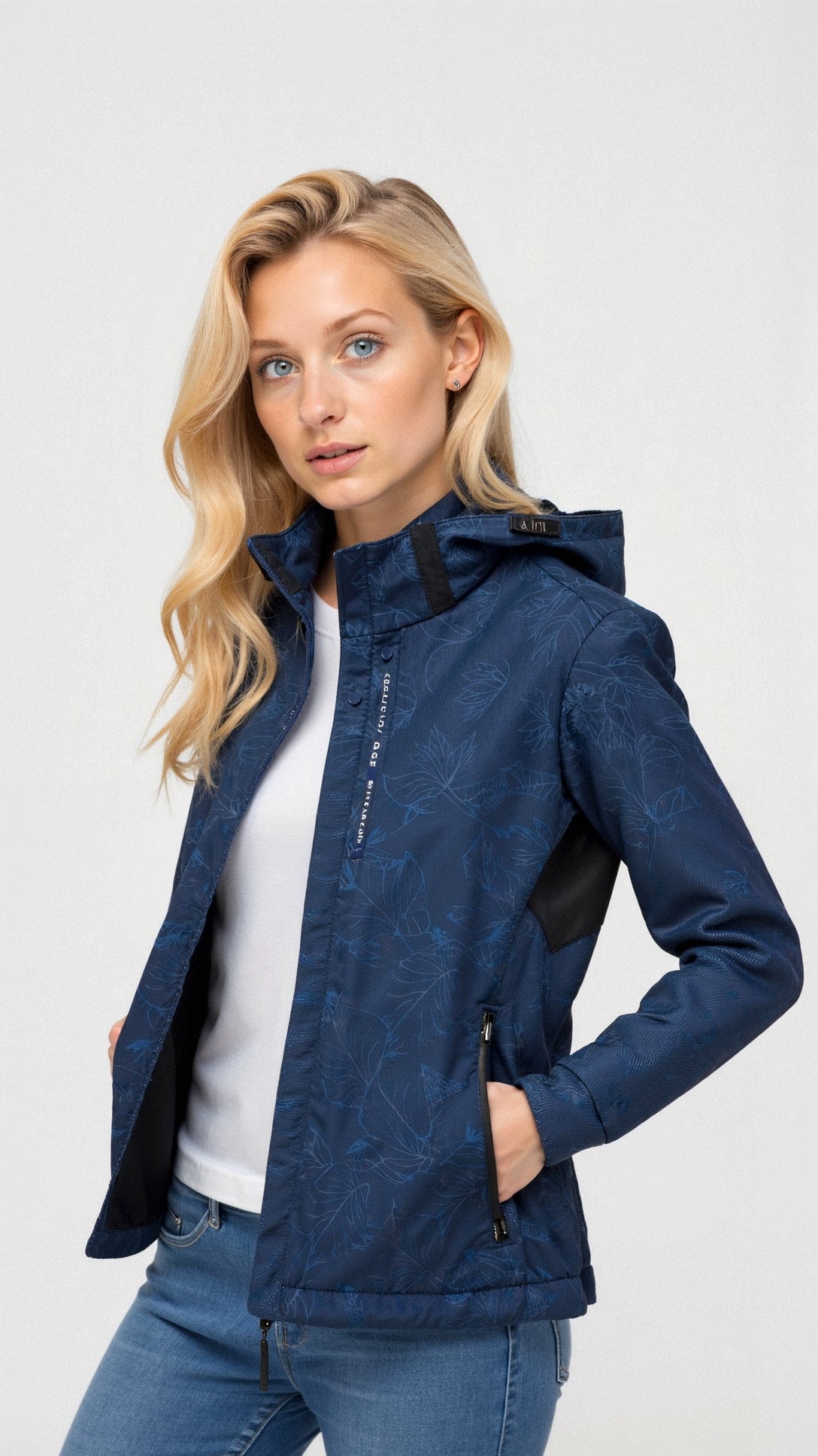 Women's Floral Zip-Up Hooded Jacket