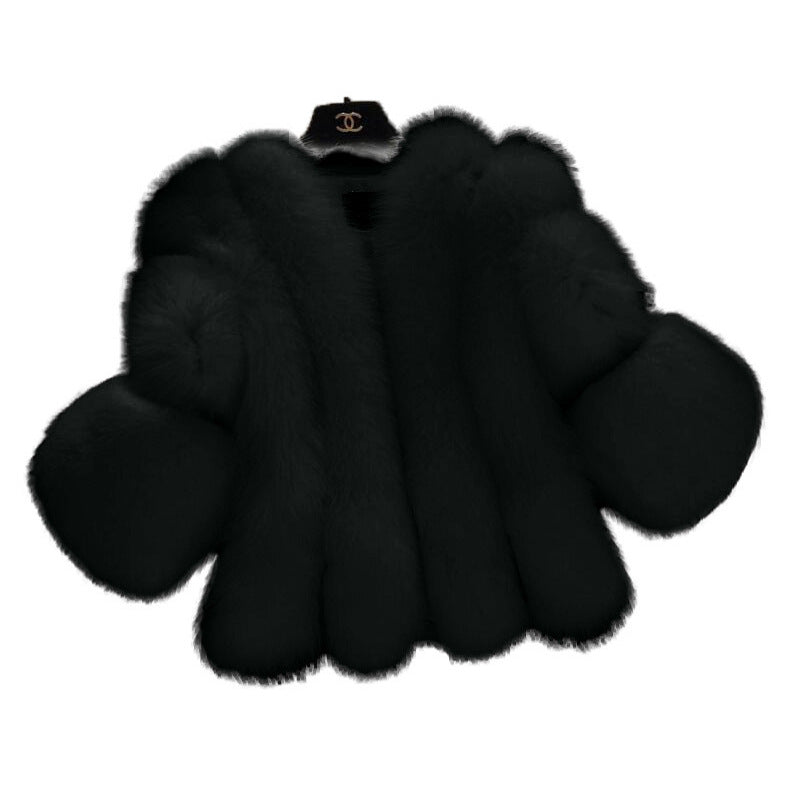 Women's Fluffy Coat with Wide-Cut Sleeves
