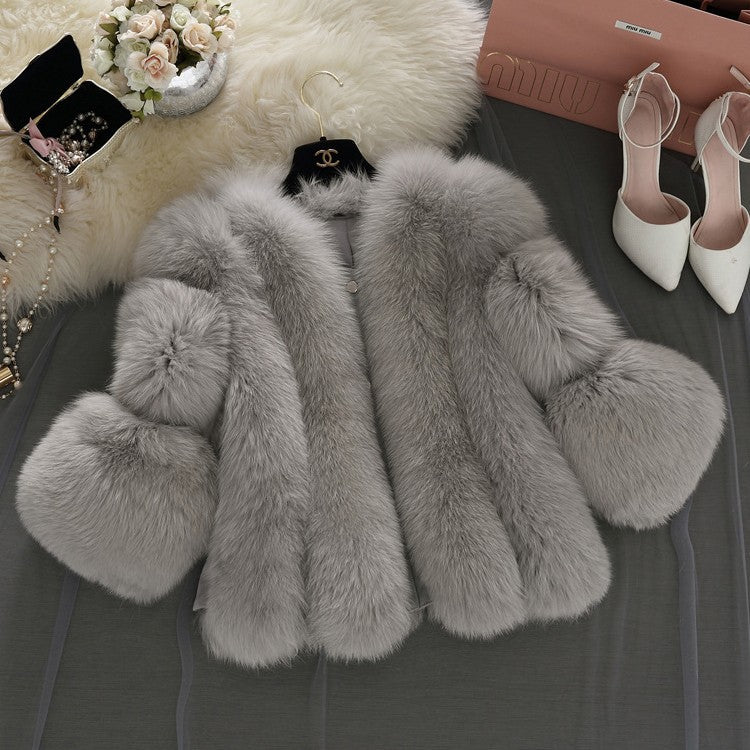 Women's Fluffy Coat with Wide-Cut Sleeves
