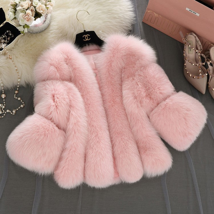 Women's Fluffy Coat with Wide-Cut Sleeves