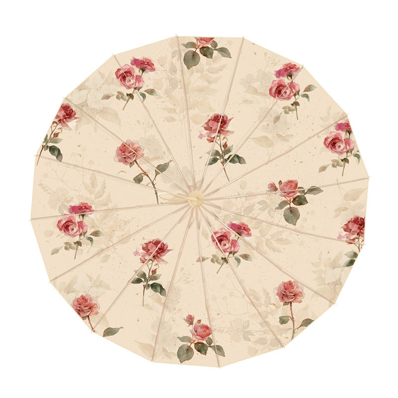 Women's Folding Parasol with Floral Design and Carrying Case