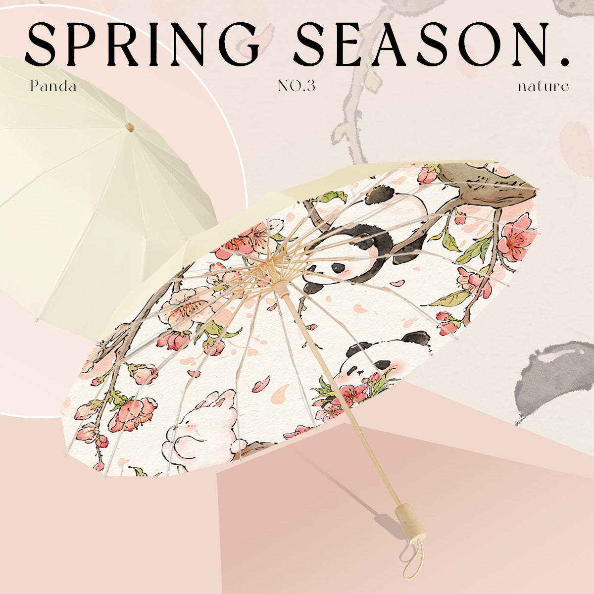 Women's Folding Parasol with Floral Design and Carrying Case