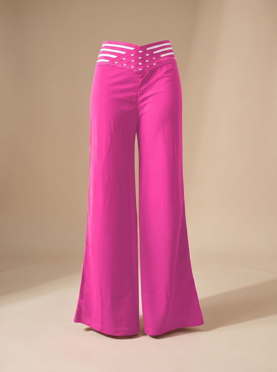 Women's High-Waisted Wide-Leg Crossover Waistband Pants