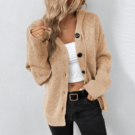 Women's Hooded Button-Down Cardigan
