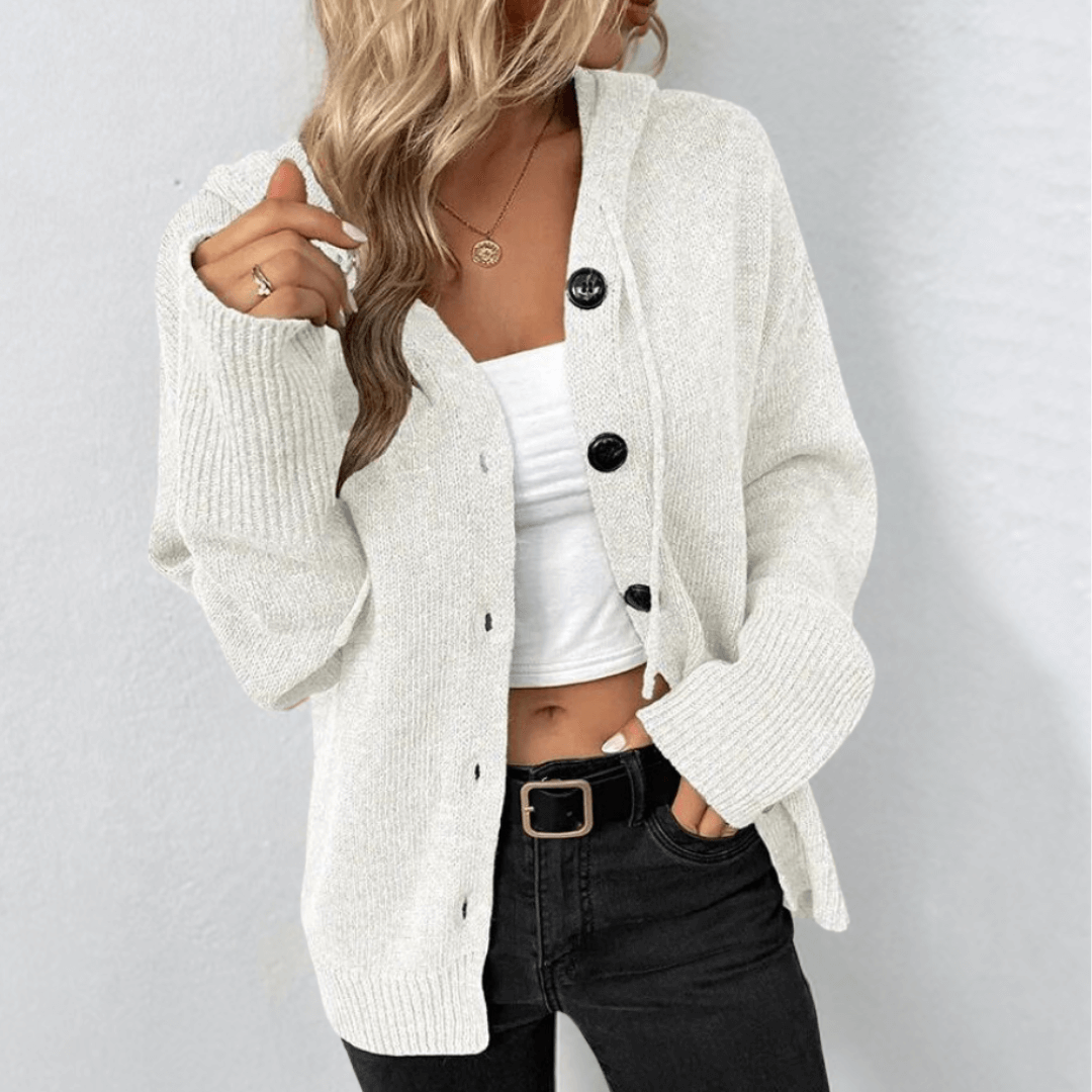 Women's Hooded Button-Down Cardigan