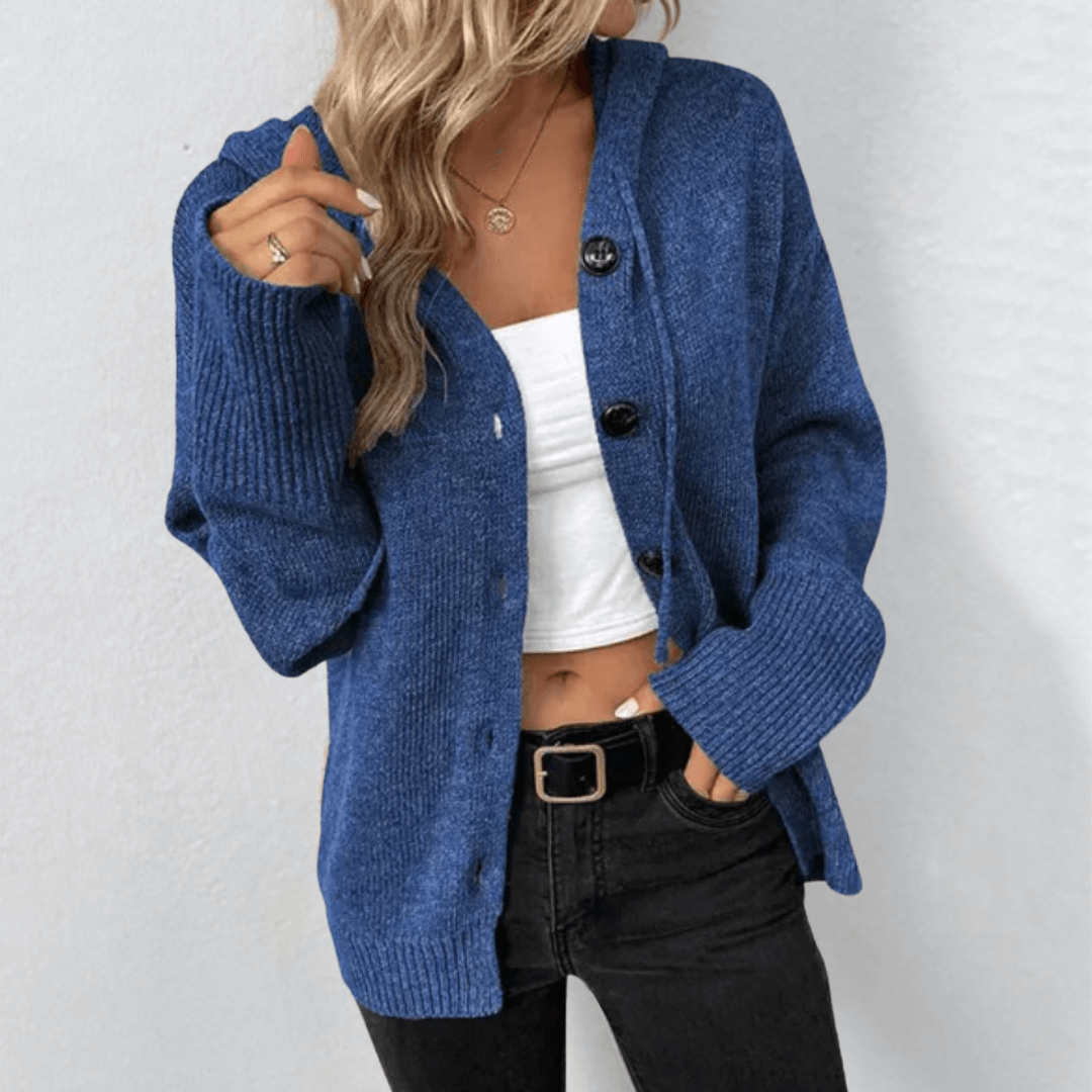 Women's Hooded Button-Down Cardigan