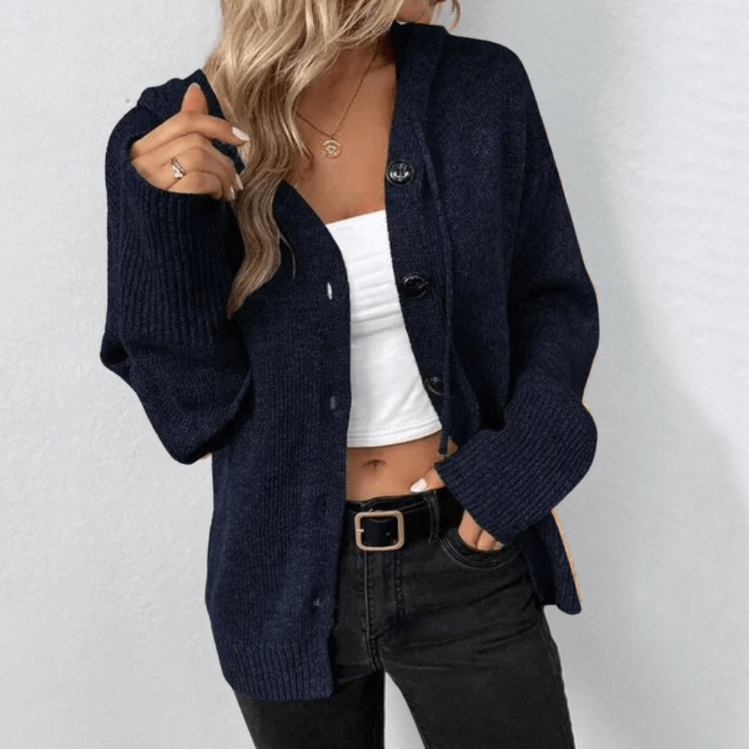 Women's Hooded Button-Down Cardigan