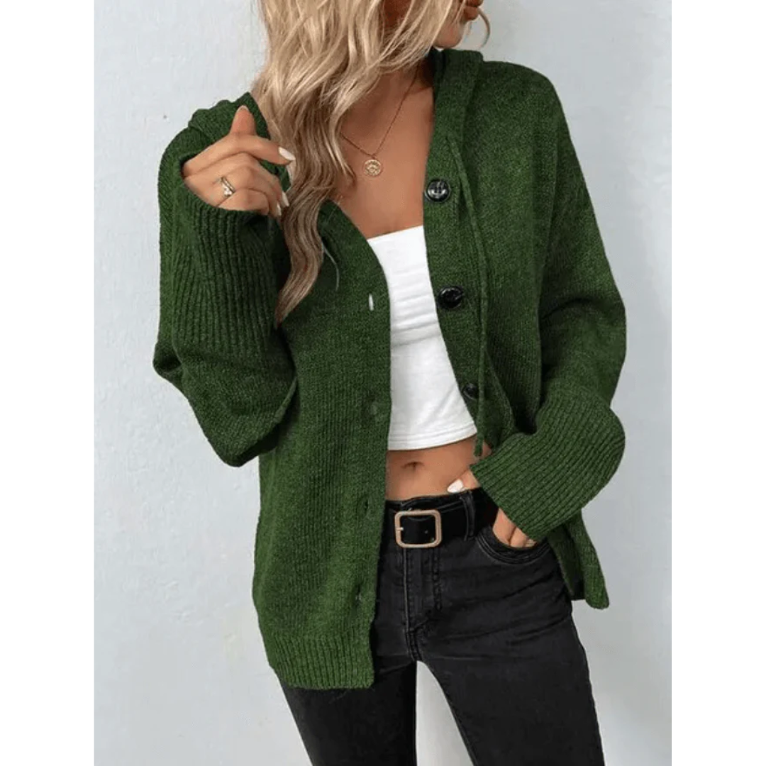 Women's Hooded Button-Down Cardigan