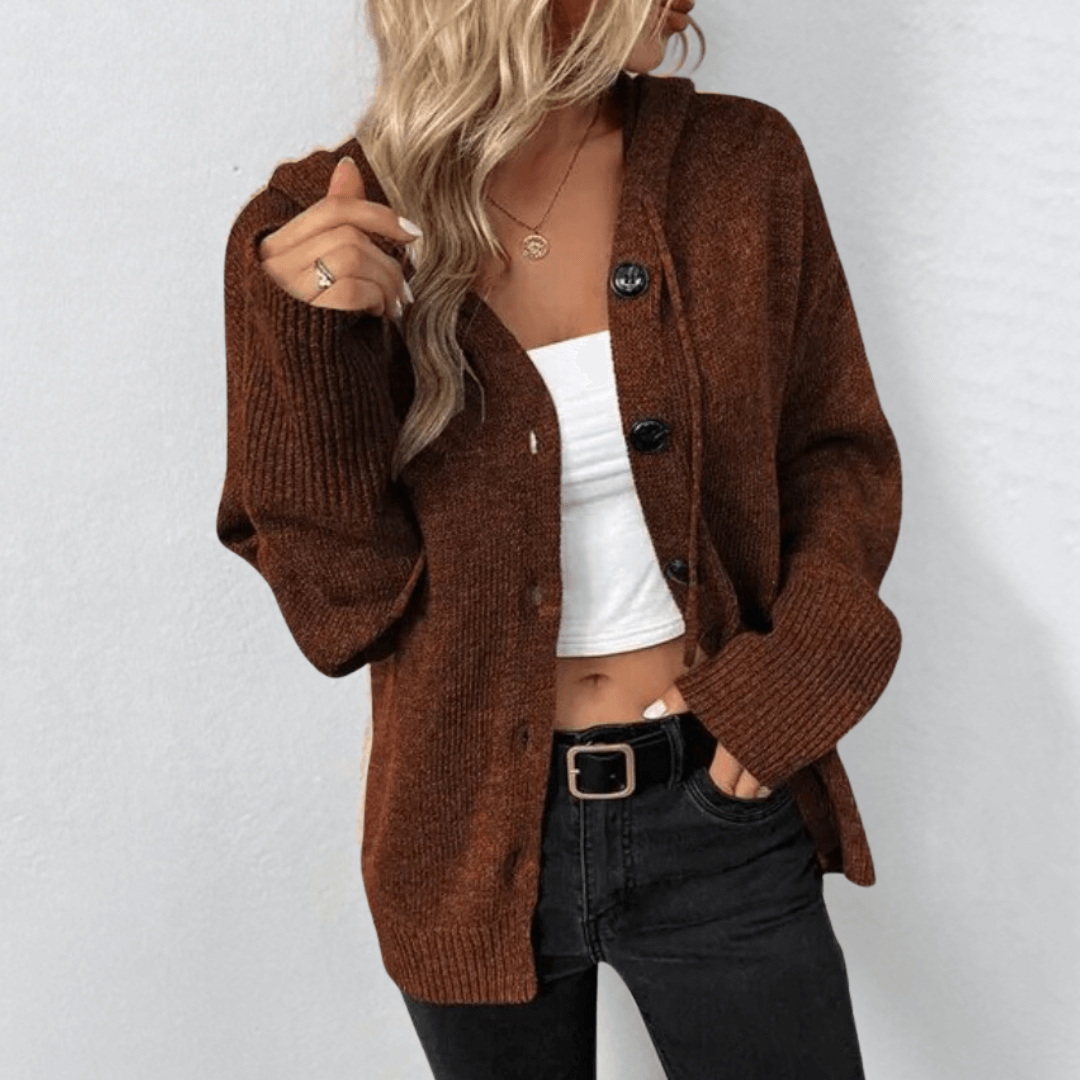 Women's Hooded Button-Down Cardigan