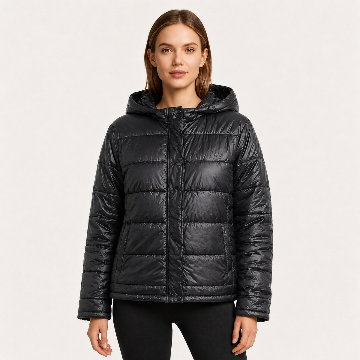 Women's Hooded Quilted Jacket with Pockets