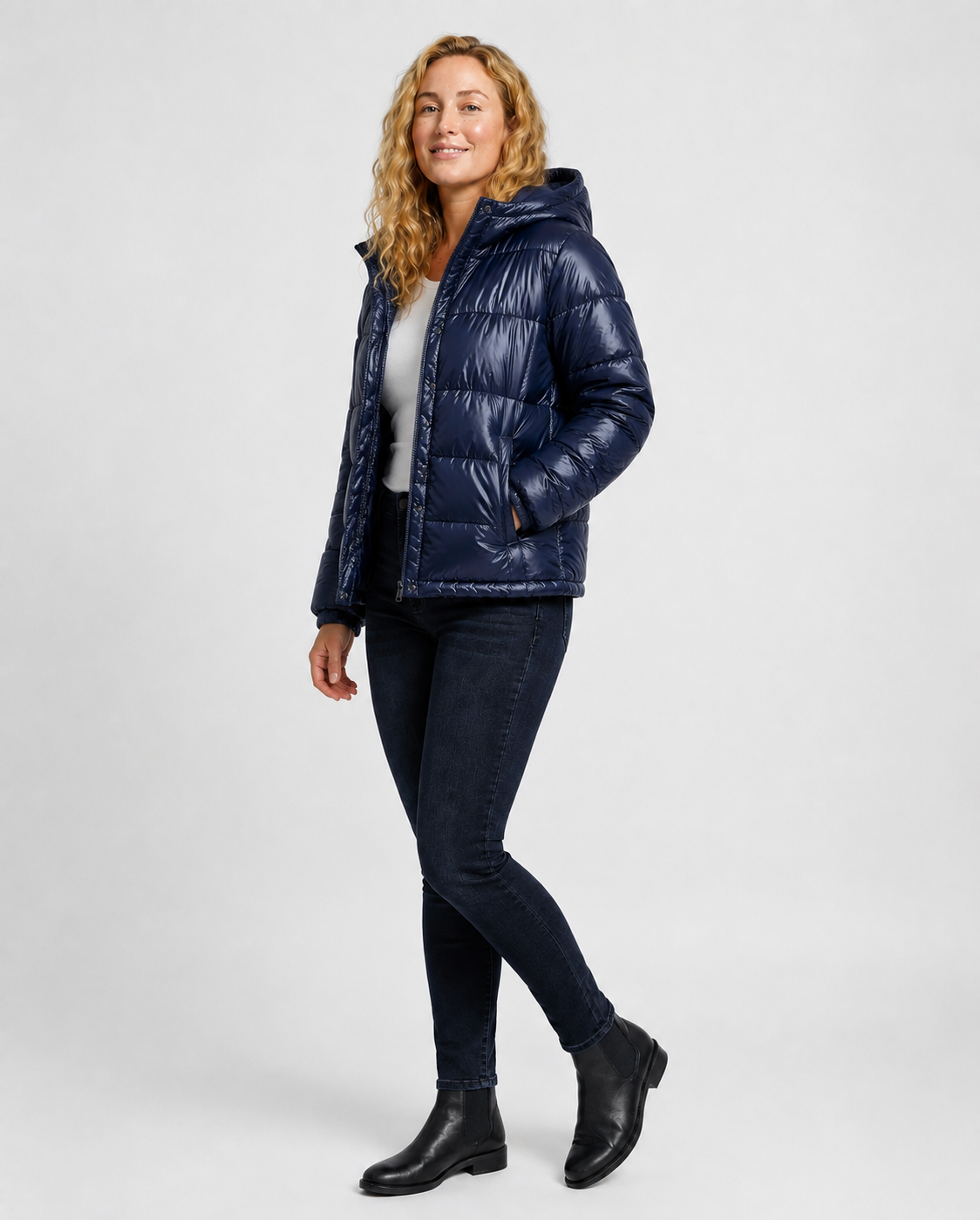 Women's Hooded Quilted Jacket with Pockets