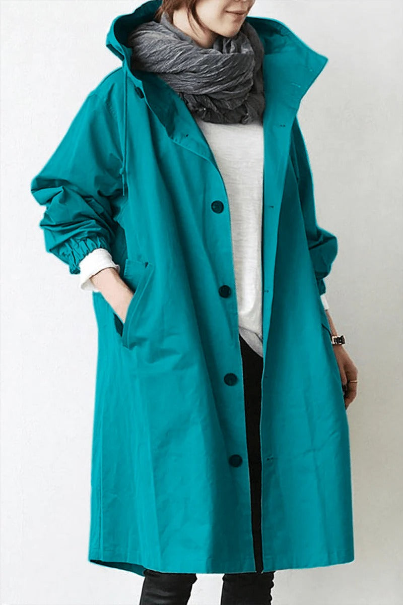 Women's Hooded Waterproof Trench Coat