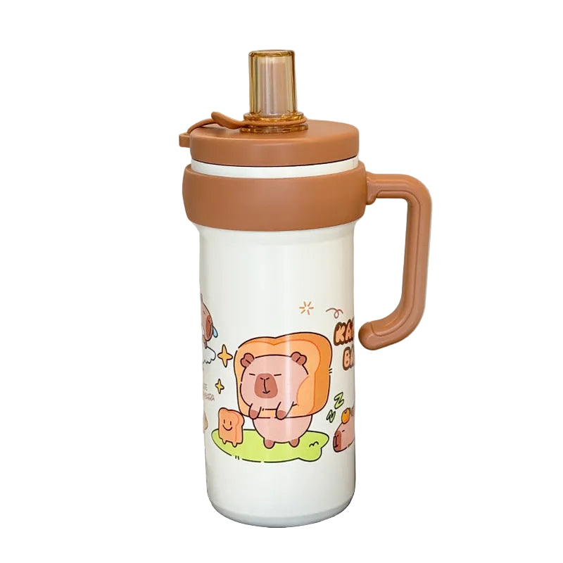 Women's Insulated Water Bottle with Handle and Animal Design