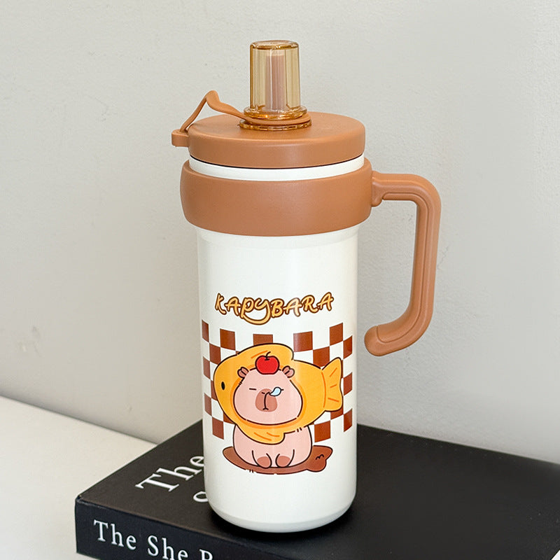 Women's Insulated Water Bottle with Handle and Animal Design