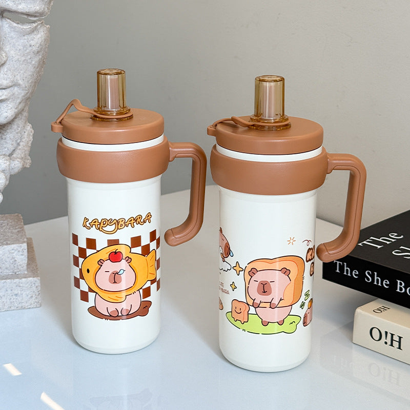 Women's Insulated Water Bottle with Handle and Animal Design
