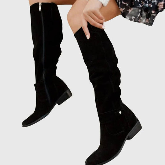 Women's Knee-High Slouchy Block-Heel Boots