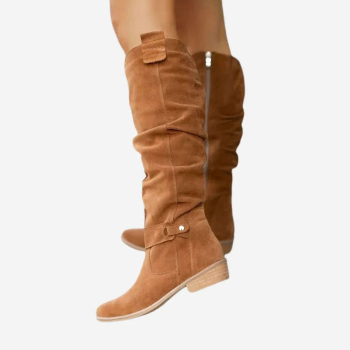 Women's Knee-High Slouchy Block-Heel Boots