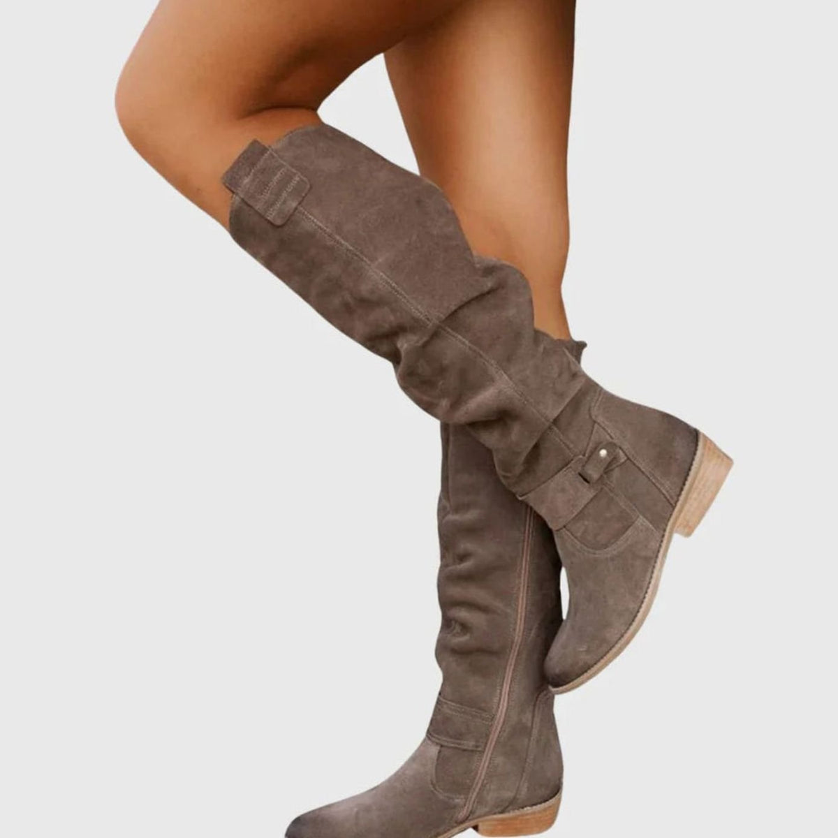 Women's Knee-High Slouchy Block-Heel Boots