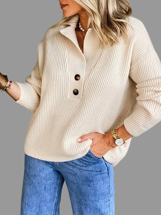 Women's Lapel Collar Sweater – Apricot Graphic Design