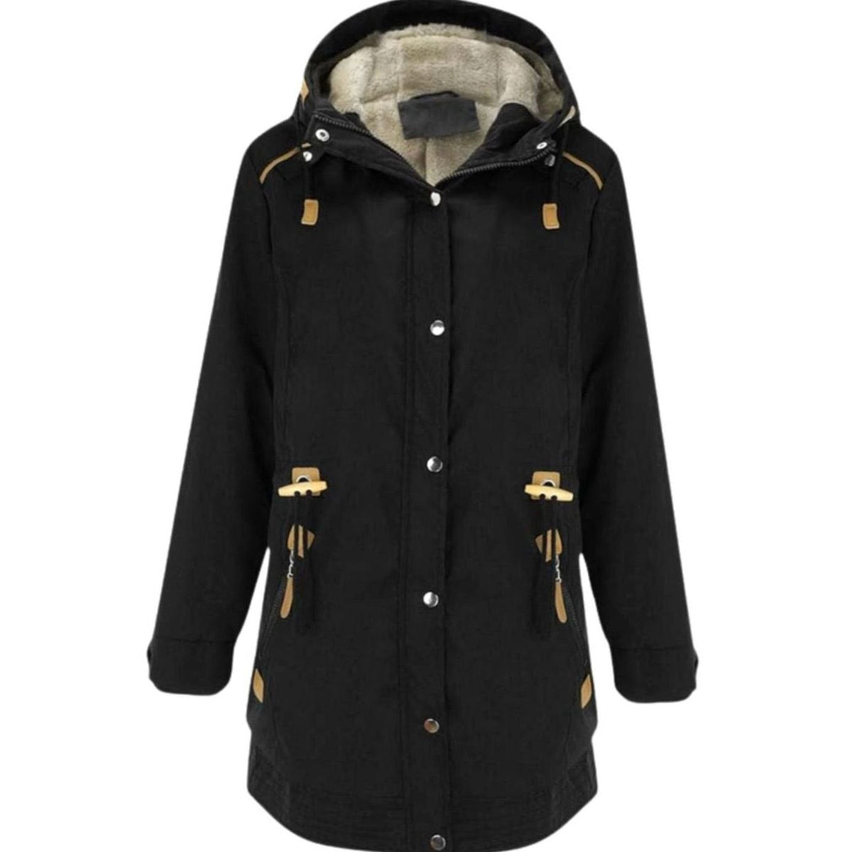 Women's Lined Hooded Parka Coat with Adjustable Waist
