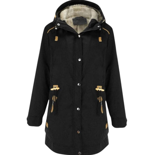 Women's Lined Hooded Parka Coat with Adjustable Waist