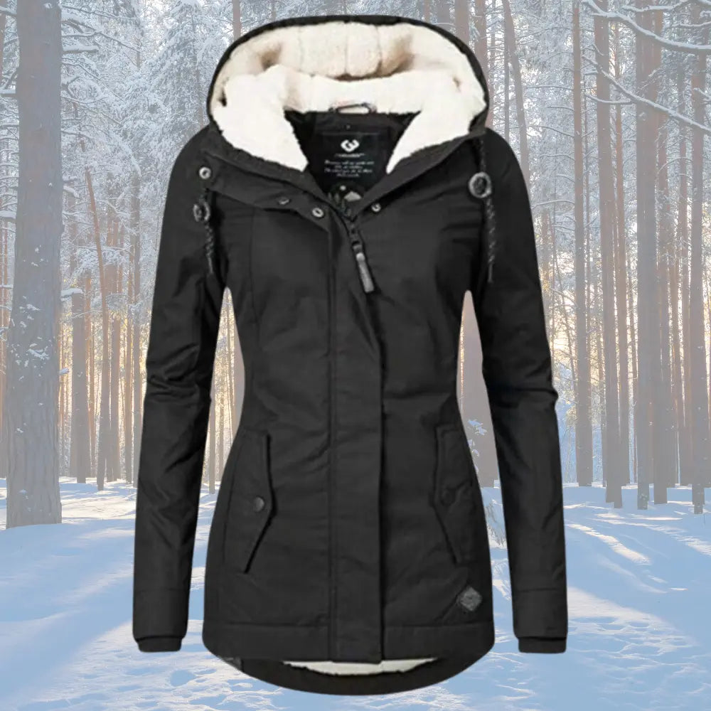 Women's Lined Hooded Parka Jacket with Roomy Hood
