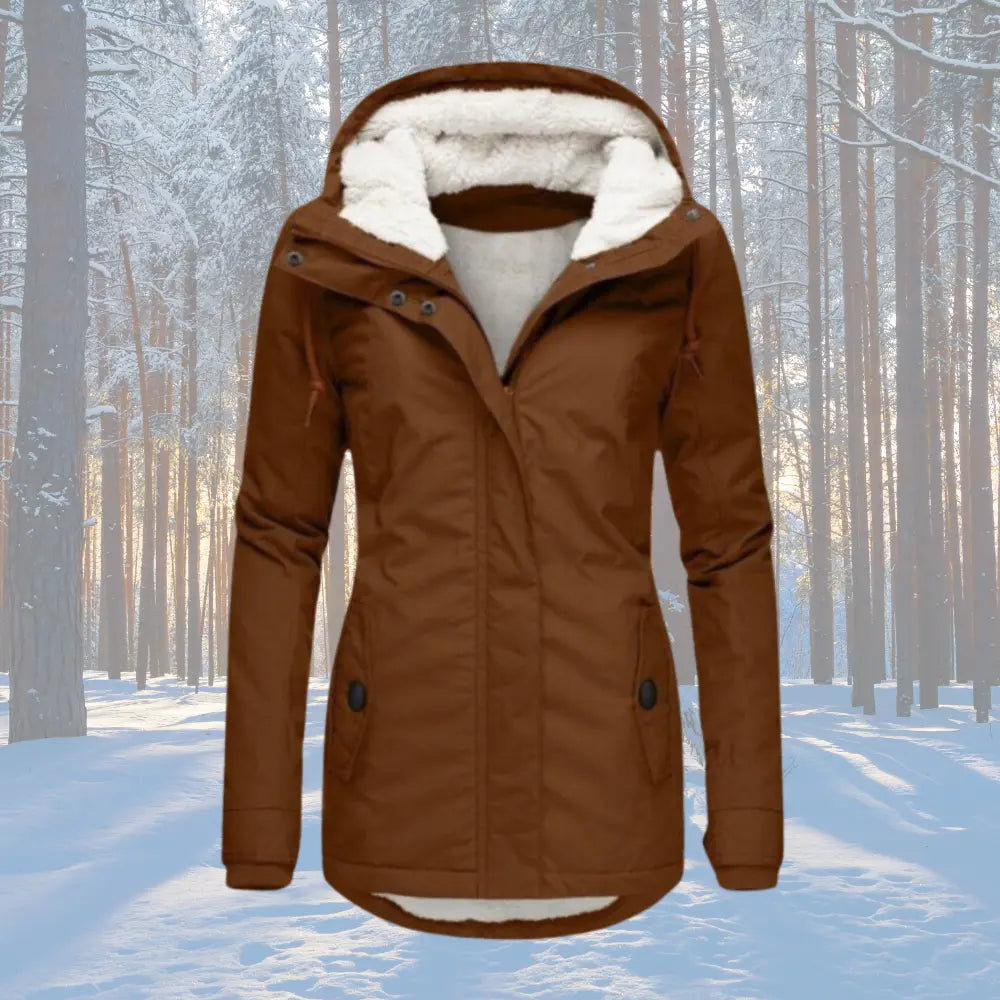 Women's Lined Hooded Parka Jacket with Roomy Hood